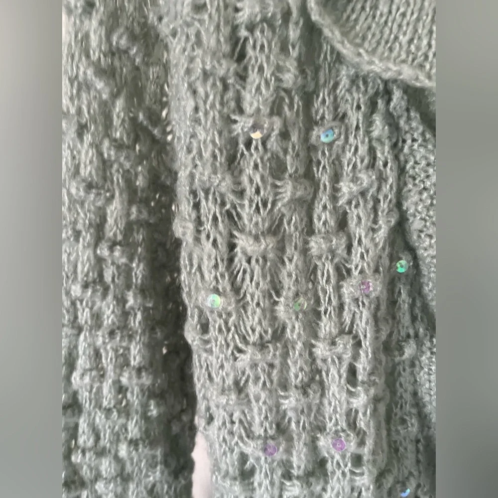 April Cornell teal knit long cardigan - Picture 3 of 6